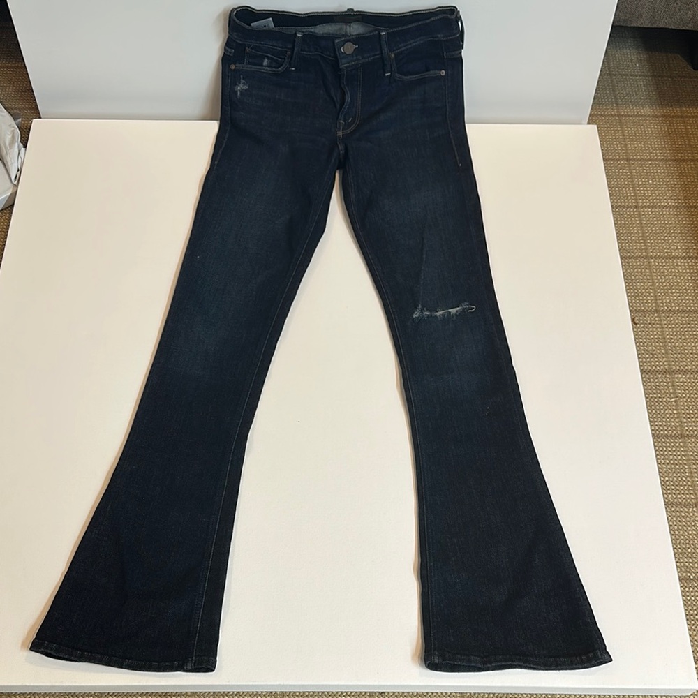MOTHER Black Flare Wide Leg Jeans